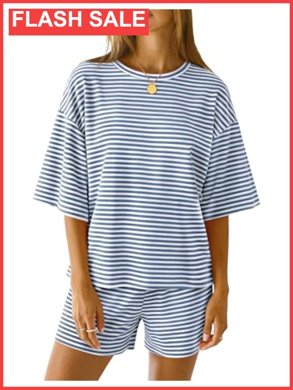 3/4 Sleeve Pajama Set with Elastic Waist Pocket Shorts